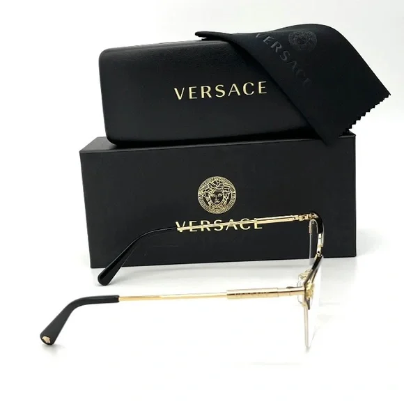 VERSACE VE1280 1433 Gold/Black/ Demo Lens 52mm Eyeglasses